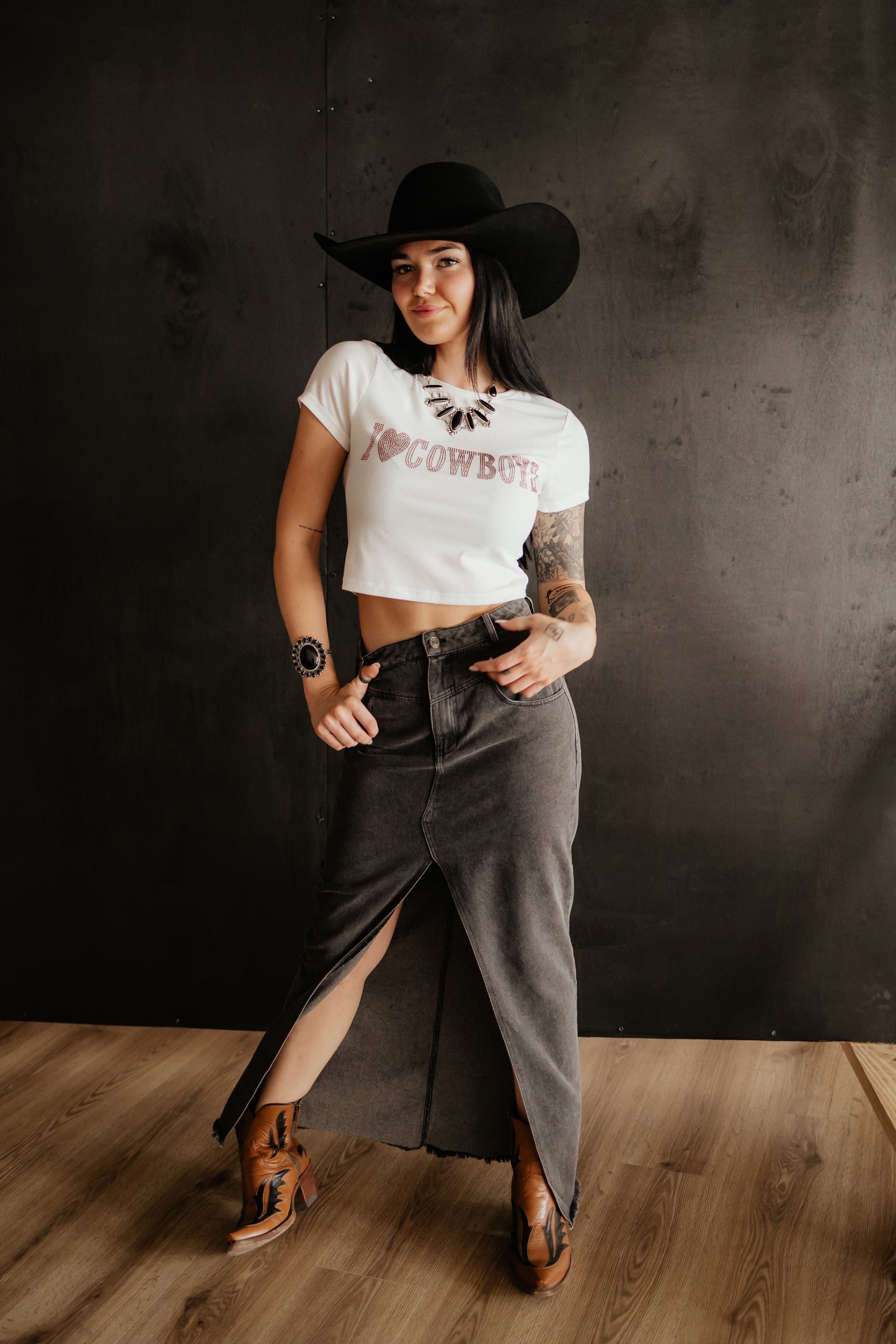 Kasey Denim Washed Maxi Skirt
