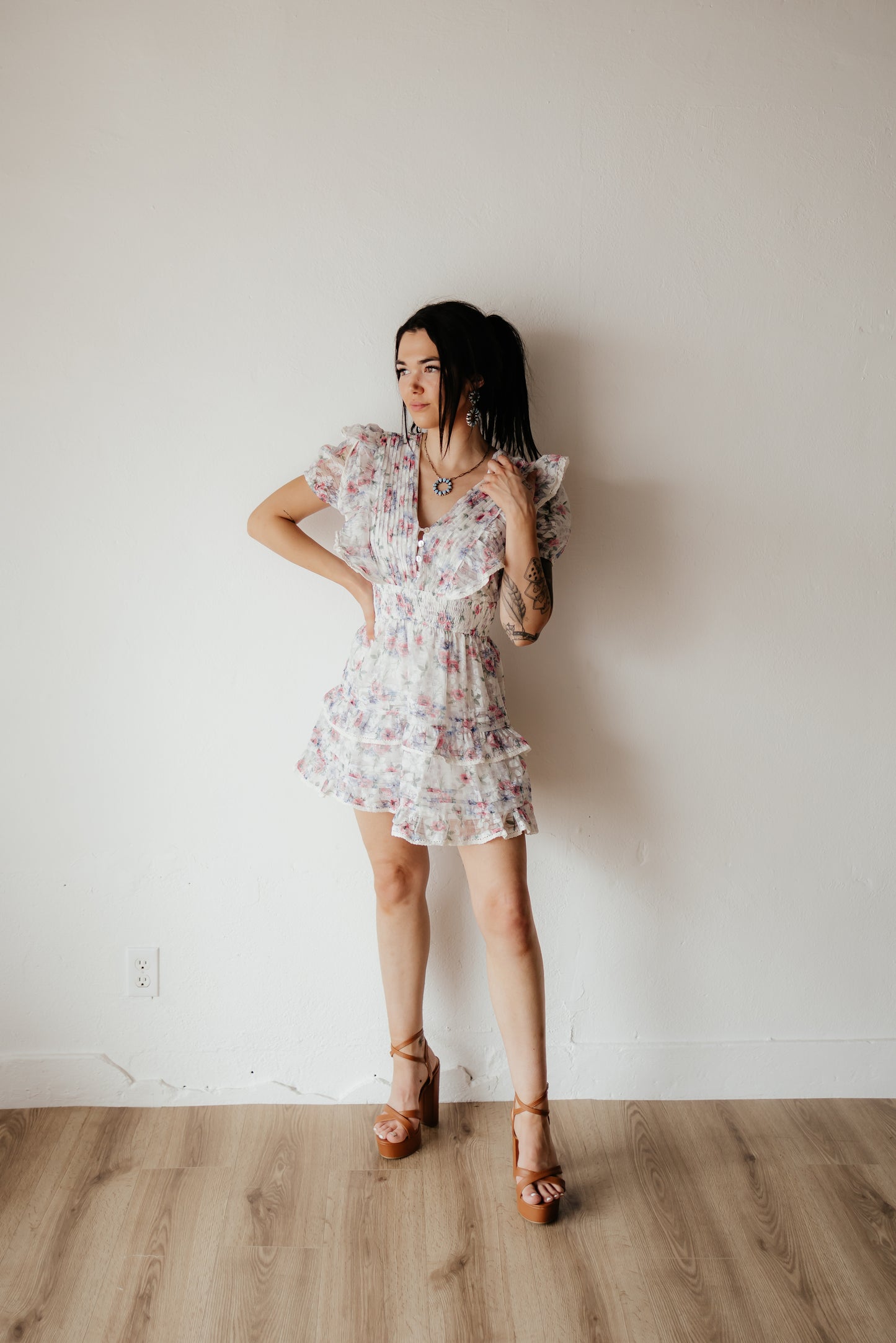 Floral Ruffle Mini Dress