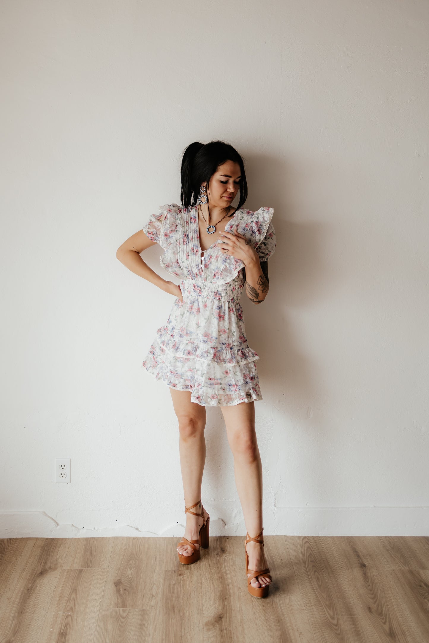 Floral Ruffle Mini Dress